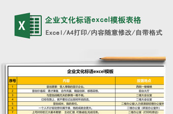 企業(yè)文化標(biāo)語excel模板表格