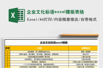 企業(yè)文化標語excel模板表格