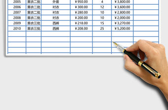 熏衣專賣店產品價格表excel模板