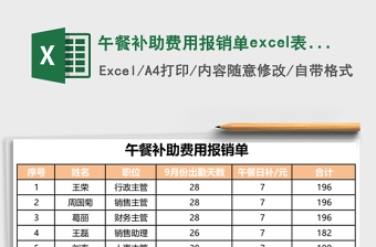 午餐補助費用報銷單excel表格模板