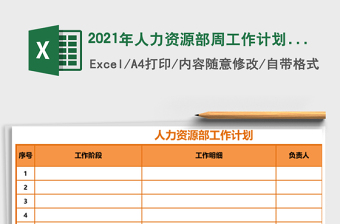 2021年人力資源部周工作計(jì)劃表