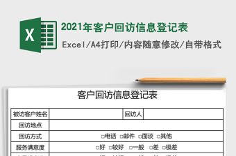 2021年客戶回訪信息登記表