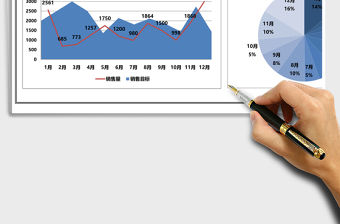 銷售目標業績差異分析圖EXCEL表模板