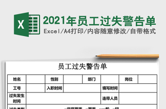 2021年員工過(guò)失警告單