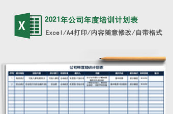 2021年公司年度培訓計劃表