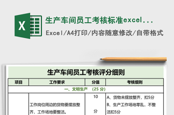生產(chǎn)車(chē)間員工考核標(biāo)準(zhǔn)excel模板