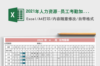2021年人力資源-員工考勤加班統計表