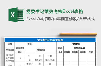 黨委書記績效考核Excel表格
