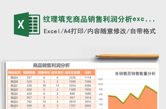 紋理填充商品銷售利潤分析excel模板