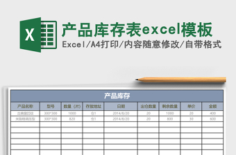 產(chǎn)品庫存表excel模板