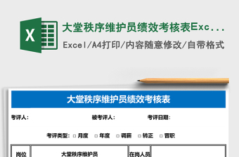 大堂秩序維護(hù)員績效考核表Excel表格