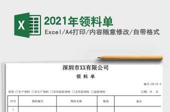 2021年領(lǐng)料單