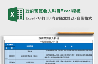 政府預(yù)算收入科目Excel模板