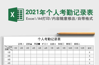 2021年個人考勤記錄表