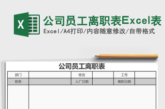 公司員工離職表Excel表