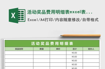 活動獎品費用明細表excel表格模板