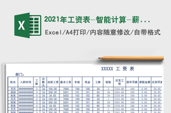 2021年工資表-智能計算-薪酬待遇管理