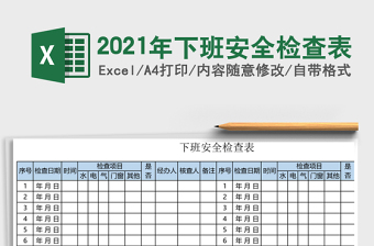 2021年下班安全檢查表
