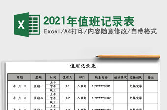 2021年值班記錄表