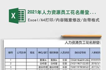 2021年人力資源員工花名冊登記表-公式