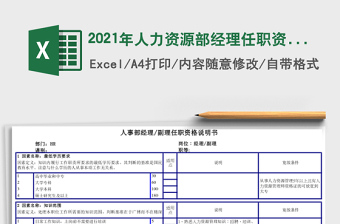 2021年人力資源部經(jīng)理任職資格說明書