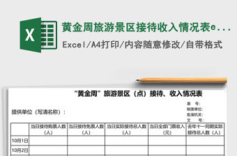 黃金周旅游景區接待收入情況表excel模板