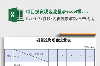 項目投資現金流量表excel模板
