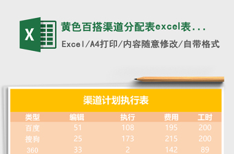 黃色百搭渠道分配表excel表模板