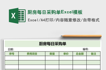 廚房每日采購單Excel模板