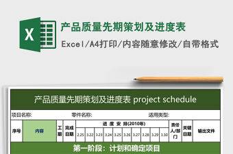 產品質量先期策劃及進度表