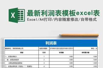 最新利潤表模板excel表