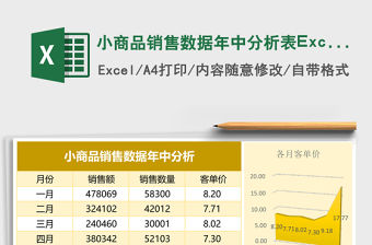 小商品銷售數據年中分析表Excel表格模板