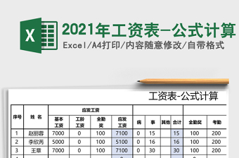 2021年工資表-公式計(jì)算