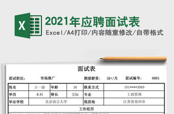 2021年應聘面試表