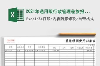 2021年通用版行政管理差旅報銷費用歸集表模板