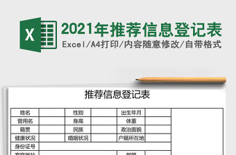 2021年推薦信息登記表