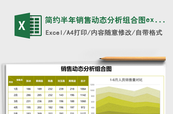 簡約半年銷售動態(tài)分析組合圖excel模板