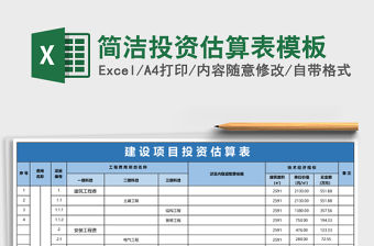 簡(jiǎn)潔投資估算表模板