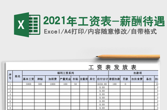 2021年工資表-薪酬待遇