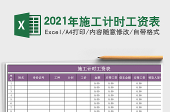 2021年施工計時工資表