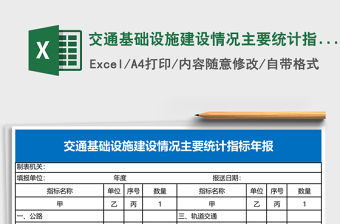 交通基礎(chǔ)設(shè)施建設(shè)情況主要統(tǒng)計(jì)指標(biāo)年報(bào)Excel模板