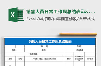 銷售人員日常工作周總結表Excel表格