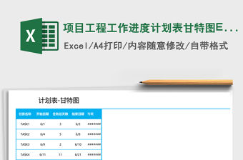 項目工程工作進度計劃表甘特圖Excel表格模板