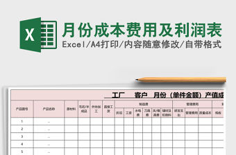 月份成本費用及利潤表