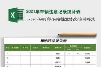 2021年車輛違章記錄統(tǒng)計(jì)表