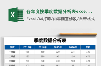 各年度按季度數(shù)據(jù)分析表excel模板