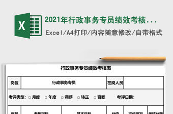 2021年行政事務(wù)專員績效考核表免費(fèi)下載