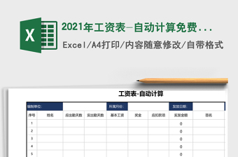 2021年工資表-自動(dòng)計(jì)算免費(fèi)下載