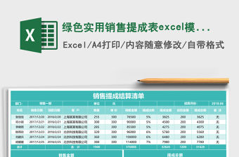 綠色實用銷售提成表excel模板