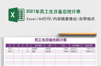 2021年員工生日備忘統(tǒng)計(jì)表